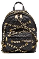Moschino Moschino Quilted Leather Backpack With Gold-tone Chains - Black