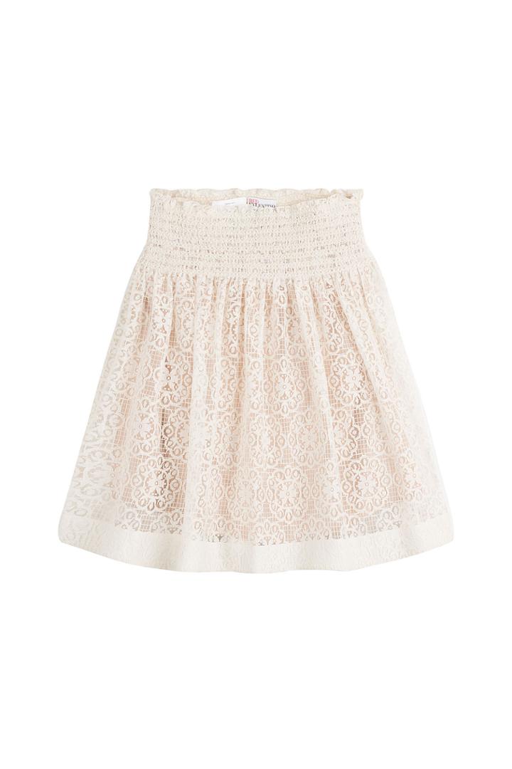 R.e.d. Valentino R.e.d. Valentino Cotton Skirt With Lace Overlay - Beige