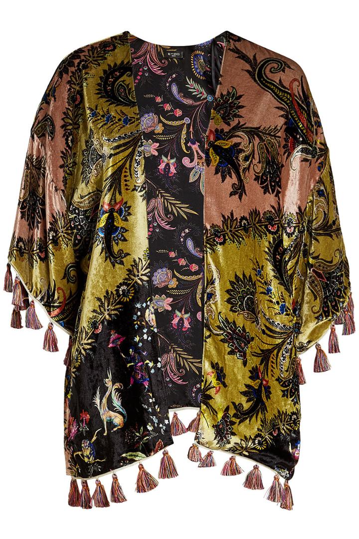 Etro Etro Printed Velvet Poncho With Tassels