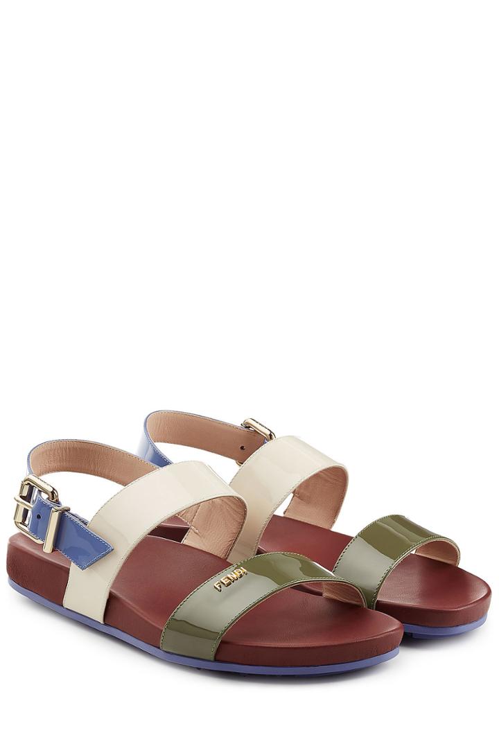 Fendi Fendi Colorblock Patent Leather Sandals - Multicolor