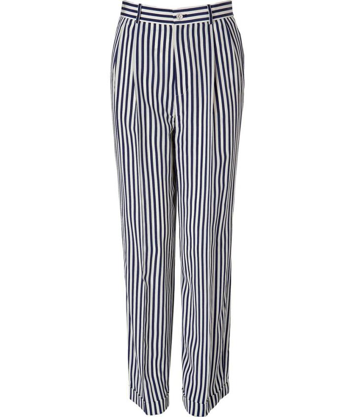 Ralph Lauren Black Label Navy/cream Anchor Striped Rosa Pants