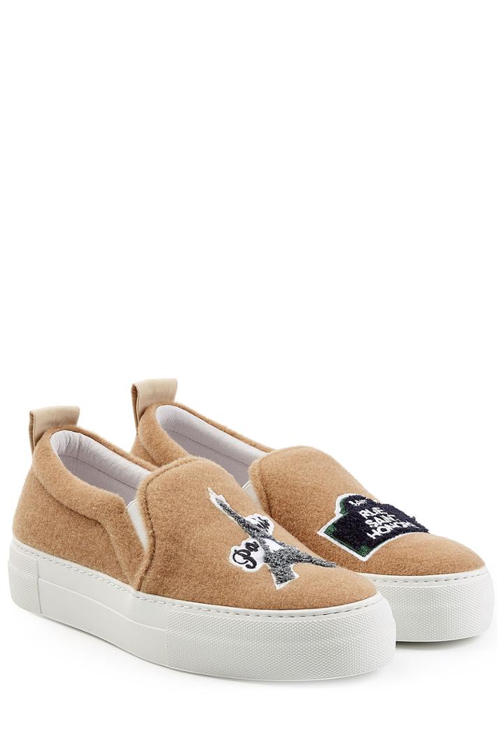 Joshua Sanders Joshua Sanders Felted Wool Slip-on Sneakers - Camel