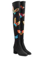 Valentino Valentino Over-knee Suede Boots With Butterflies