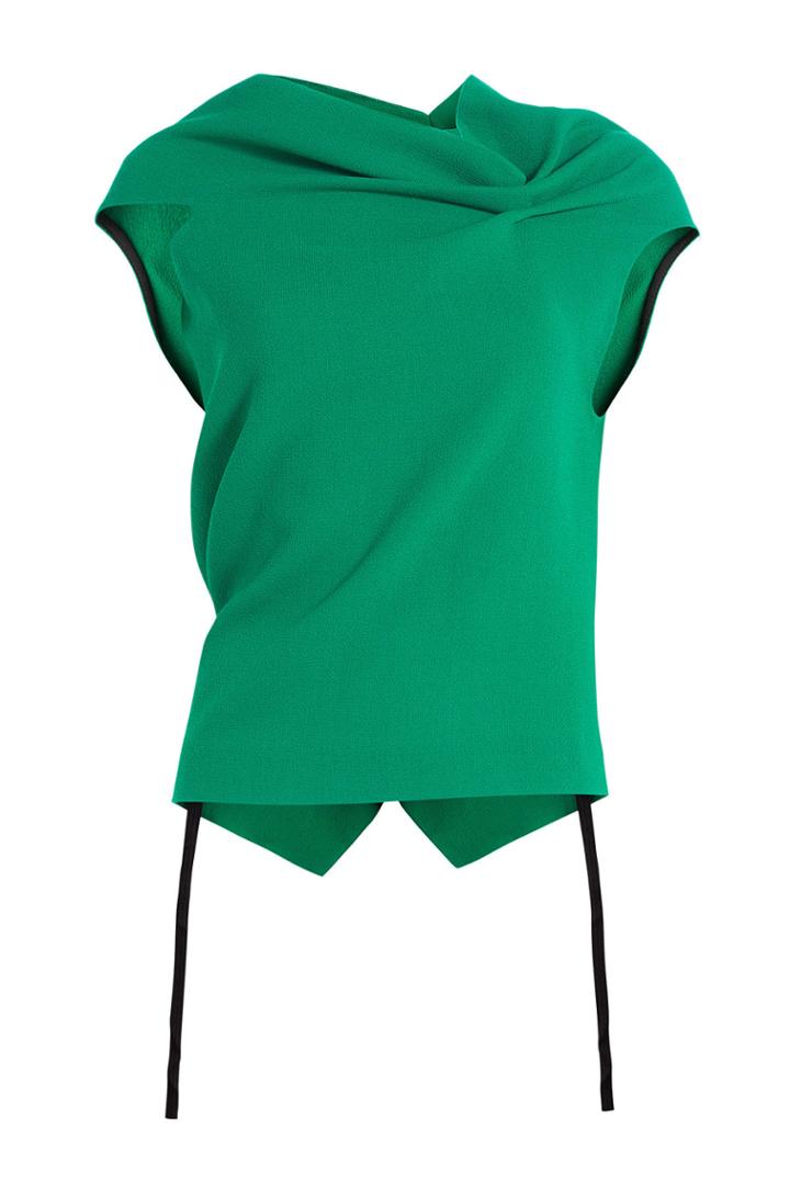 Roland Mouret Roland Mouret Asymmetric Draped Wool Top - Green