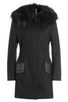 Fendi Fendi Wool-cashmere Coal With Fur-trimmed Hood - Black