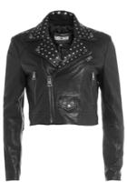 Just Cavalli Just Cavalli Cropped Leather Jacket With Stud Embellishment - Black