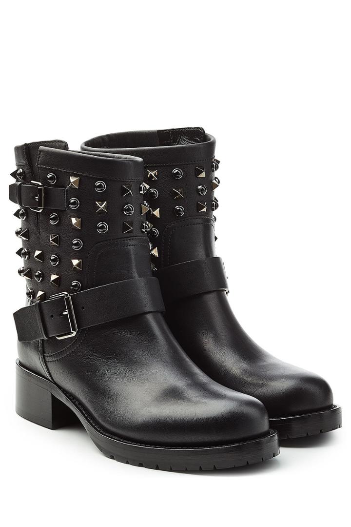Valentino Valentino Embellished Leather Ankle Boots