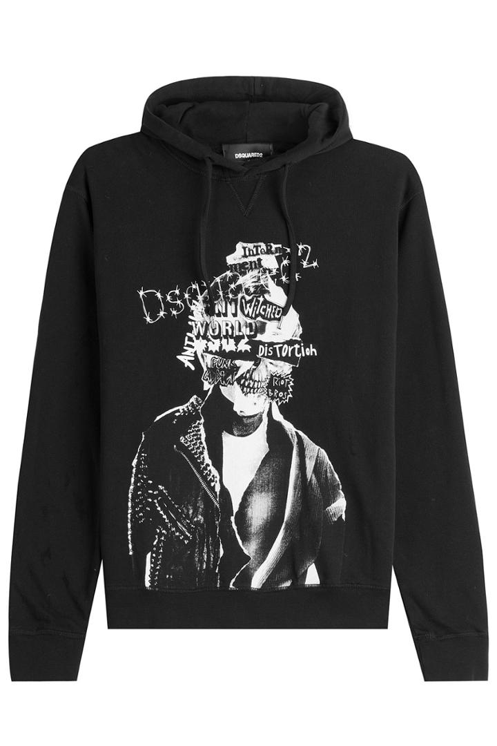 Dsquared2 Dsquared2 Printed Cotton Hoody - Black
