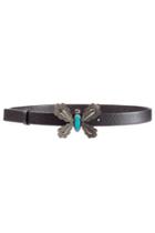 Valentino Valentino Leather Belt With Butterfly - Black