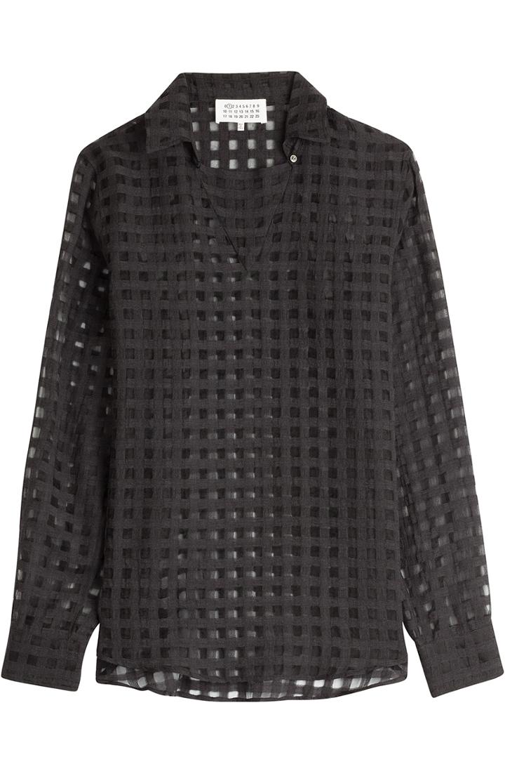 Maison Margiela Wool-silk Sheer Blouse