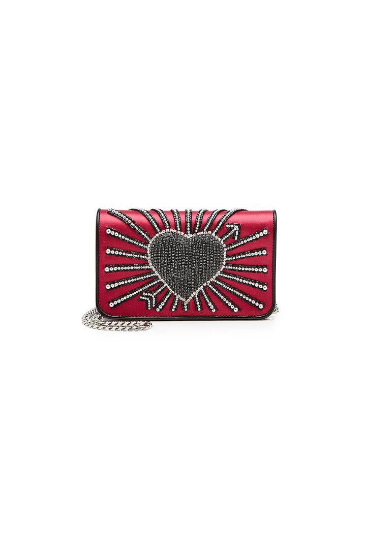 Les Petits Joueurs Les Petits Joueurs Ginny Heart Cupid Embellished Satin Shoulder Bag