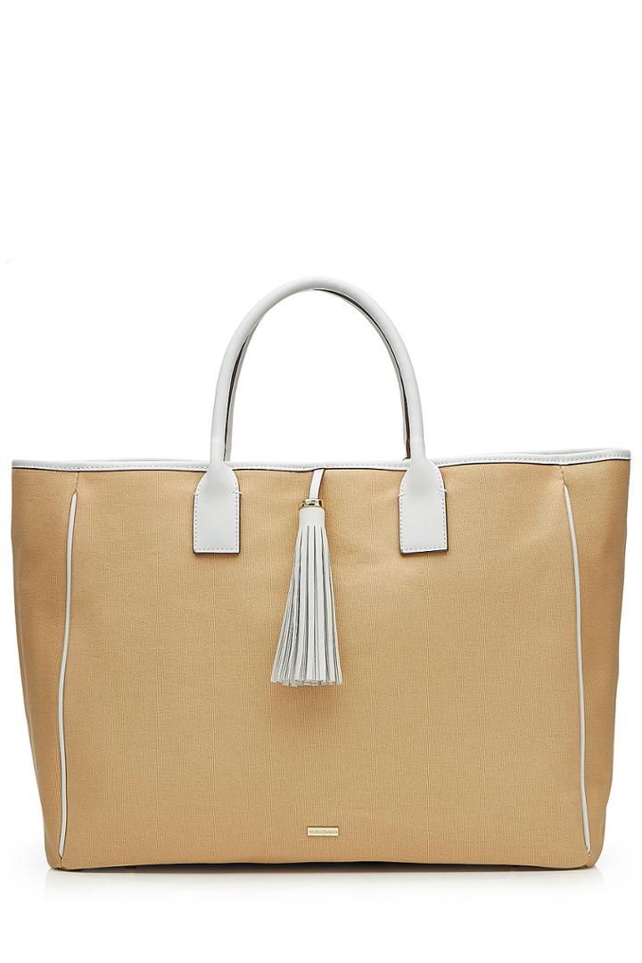 Melissa Odabash Melissa Odabash Barbados Canvas And Leather Tote - Beige