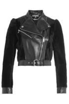 Alexander Mcqueen Alexander Mcqueen Cropped Leather Jacket With Shearling - Black