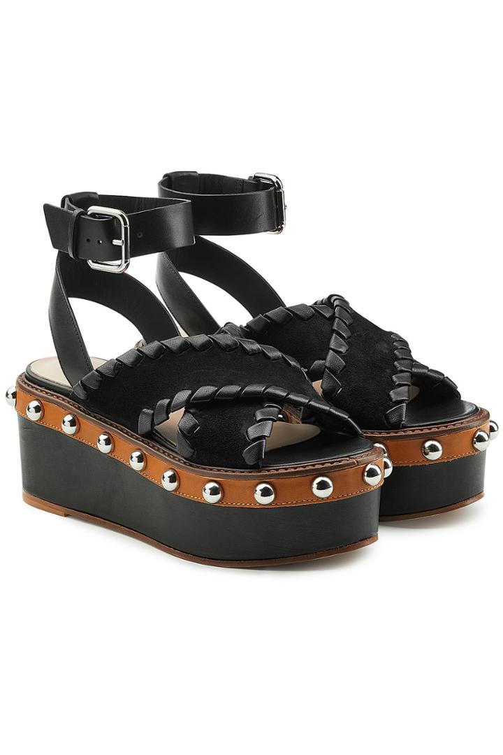 Red V Red (v) Leather And Suede Platform Sandals