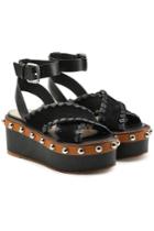 Red V Red (v) Leather And Suede Platform Sandals