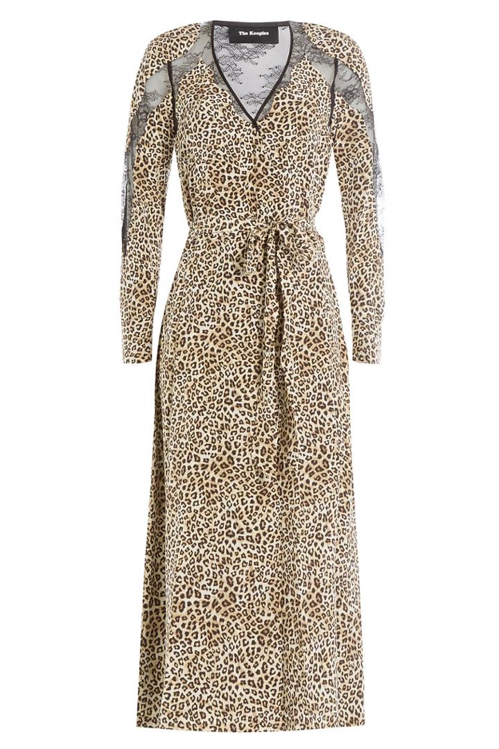 The Kooples The Kooples Animal Printed Silk Dress With Lace - Animal Print