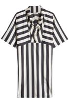 Nina Ricci Nina Ricci Striped Silk Dress With Funnel Neckline