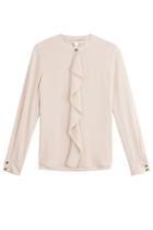 Diane Von Furstenberg Diane Von Furstenberg Silk Ruffle Front Blouse - Rose
