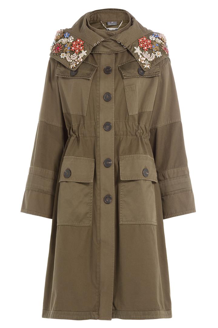 Alexander Mcqueen Alexander Mcqueen Cotton Parka With Embellishment - Green