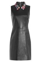 R.e.d. Valentino R.e.d. Valentino Leather Mini-dress With Floral Collar