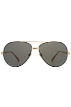 Linda Farrow Linda Farrow Gold Plated Aviator Sunglasses - Black