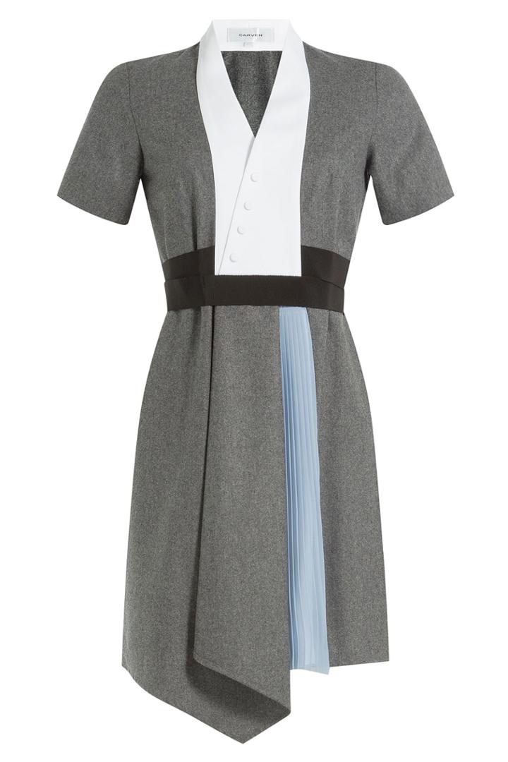 Carven Carven Wool Dress With Pleated Insert - Grey