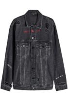 T By Alexander Wang T By Alexander Wang Distressed Denim Jacket With Embroidery
