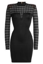 Balmain Balmain Mini Dress With Sheer Inserts - Black