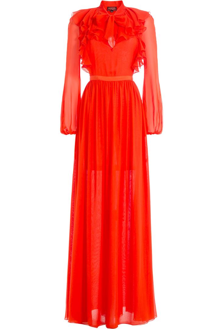 Giambattista Valli Giambattista Valli Floor Length Silk Georgette Dress - Red