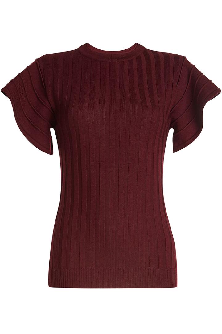 Victoria Victoria Beckham Victoria Victoria Beckham Flounce Sleeve Wool Pullover
