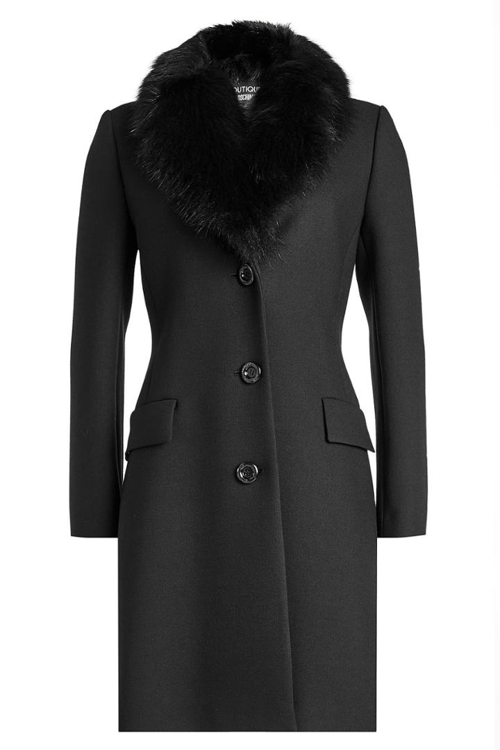 Boutique Moschino Boutique Moschino Coat With Wool And Fox Fur Trim