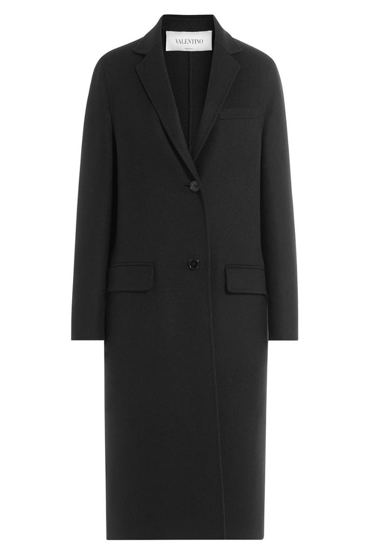 Valentino Valentino Virgin Wool Coat With Angora - Black