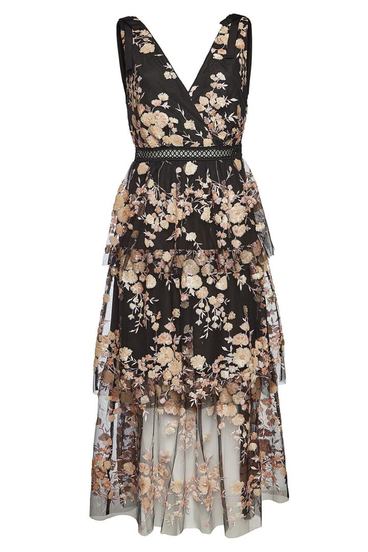 Self-portrait Self-portrait Sleeveless Midi Dress With Sequins And Mesh