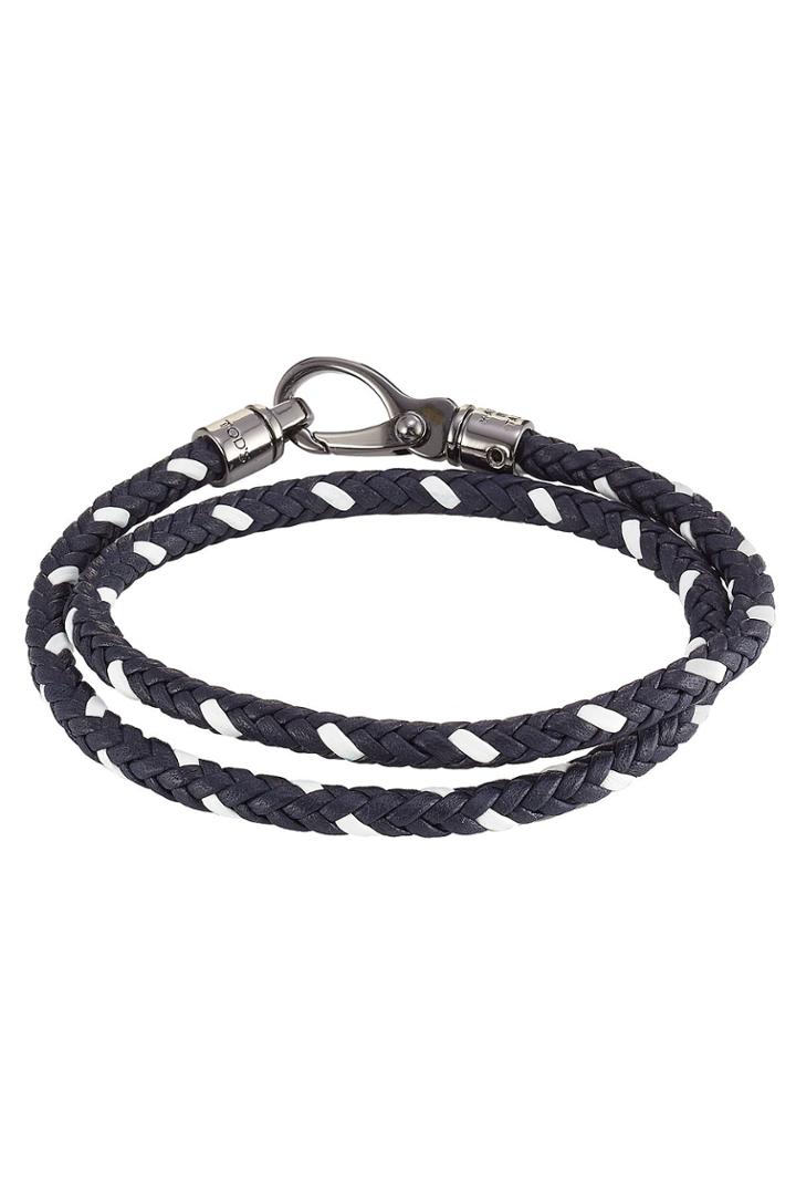 Tods Tods Braided Leather Wrap Bracelet - Blue