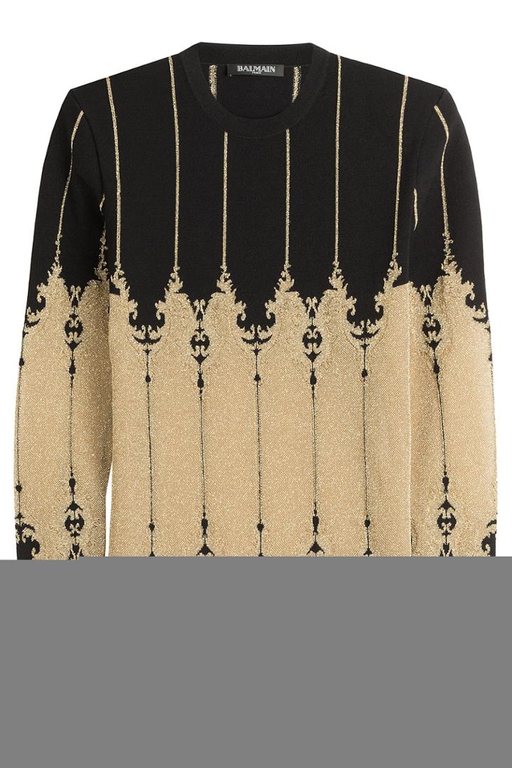 Balmain Balmain Knit Pullover With Metallic Thread - Black