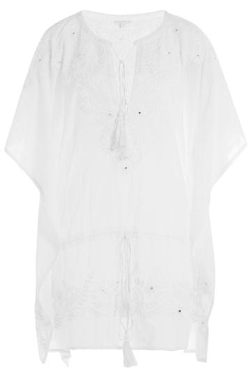 Star Mela Star Mela Embroidered Cotton Tunic Dress - White