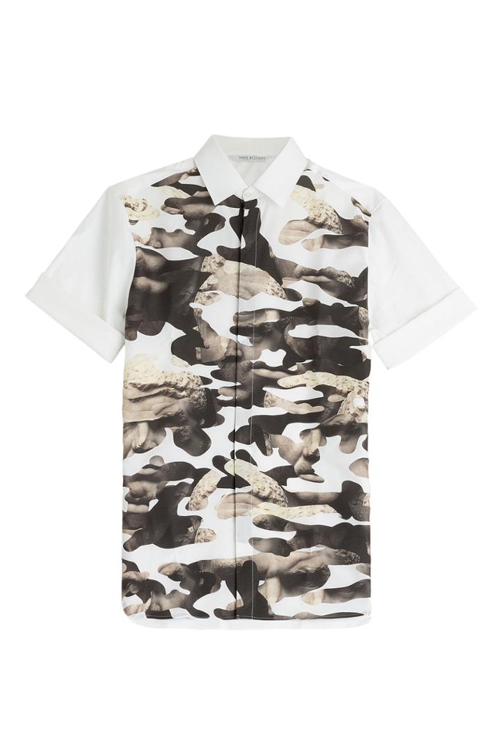 Neil Barrett Neil Barrett Cotton Shirt With Camouflage Print - White
