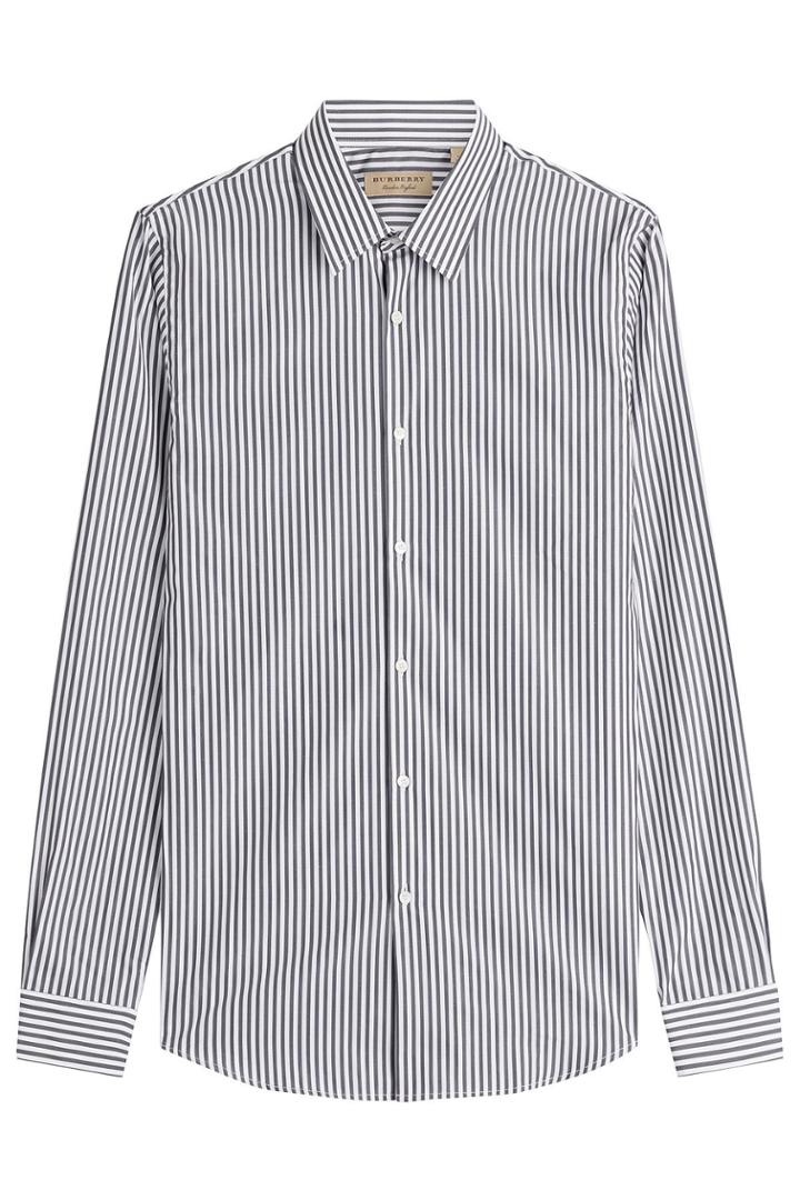 Burberry London Burberry London Seaford Striped Cotton Shirt - Grey