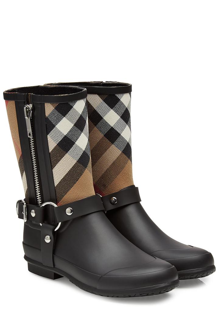 Burberry Burberry Rubber Rain Boots With Checked Fabric