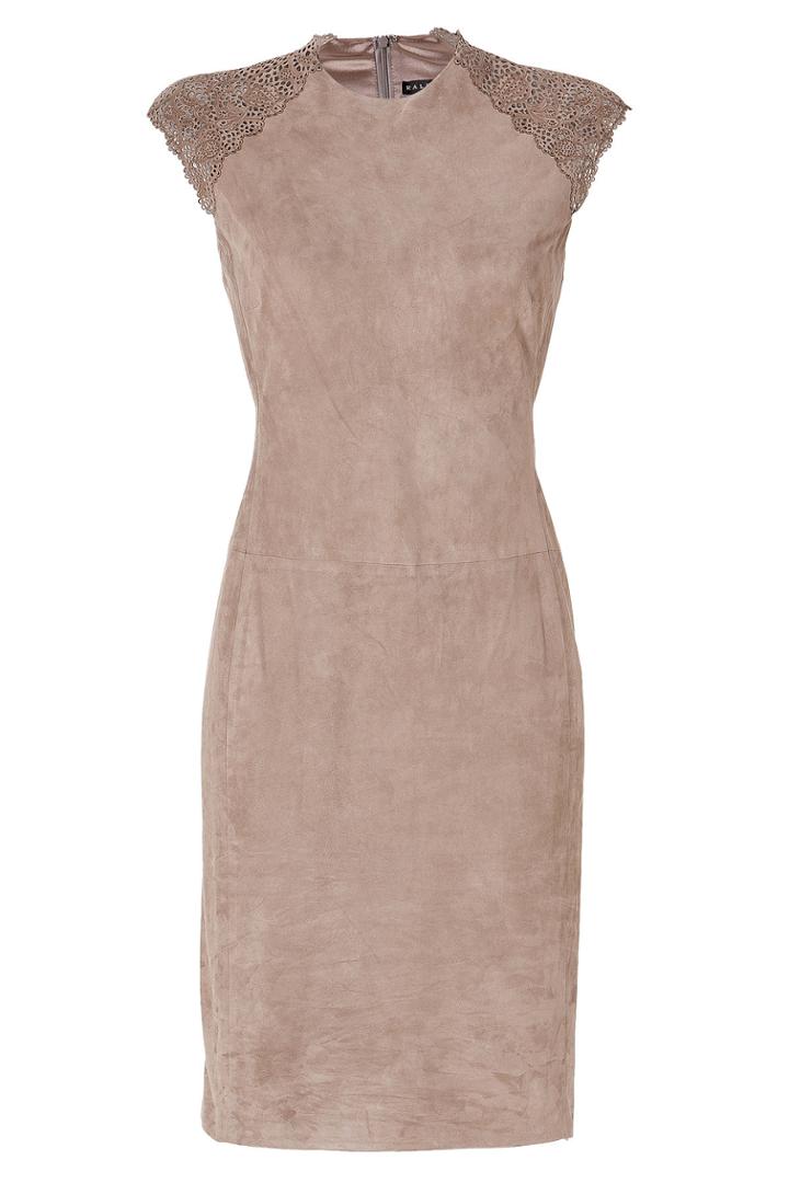 Ralph Lauren Black Label Ralph Lauren Black Label Suede/laser Cut Leather Dress In Mink