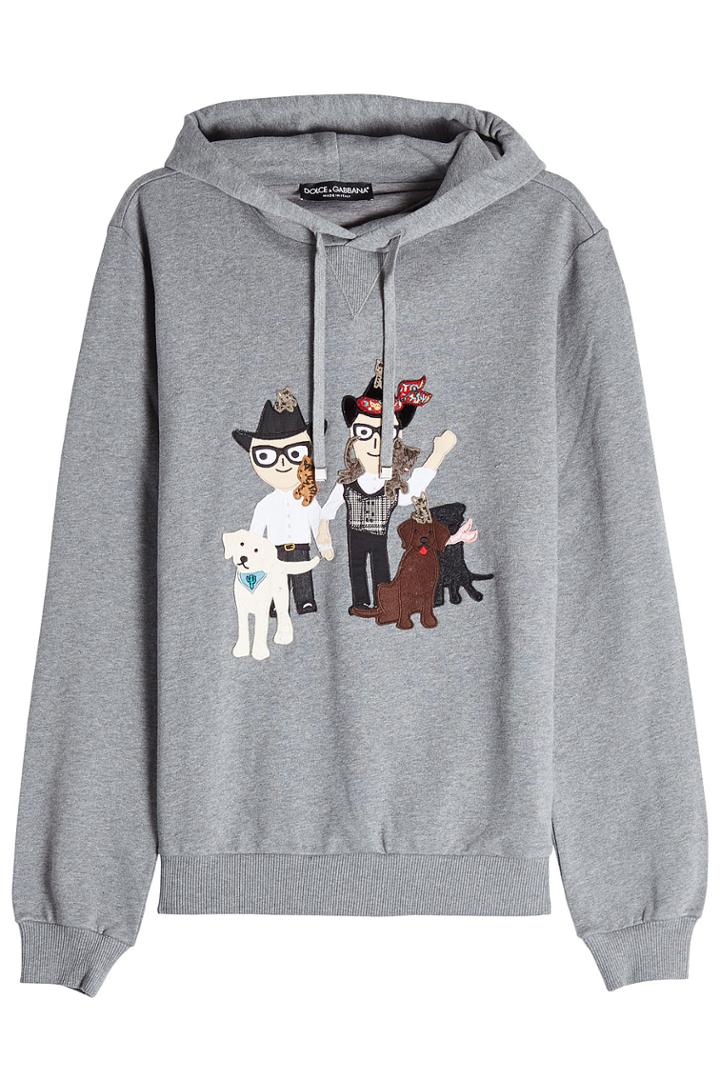 Dolce & Gabbana Dolce & Gabbana Cotton Hoody With Appliqué - Grey