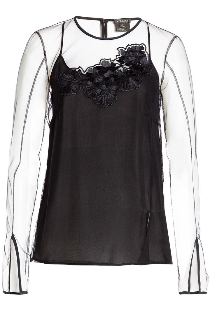 Versace Versace Top With Sheer Overlay And Appliqué