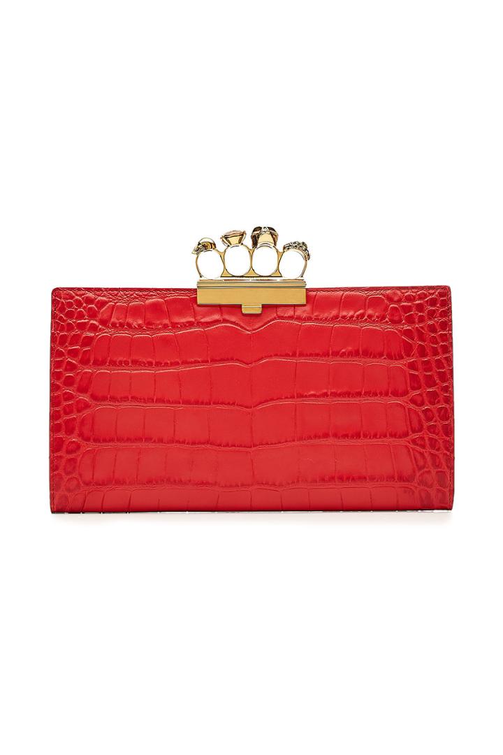Alexander Mcqueen Alexander Mcqueen Embossed Leather Knuckle Clutch