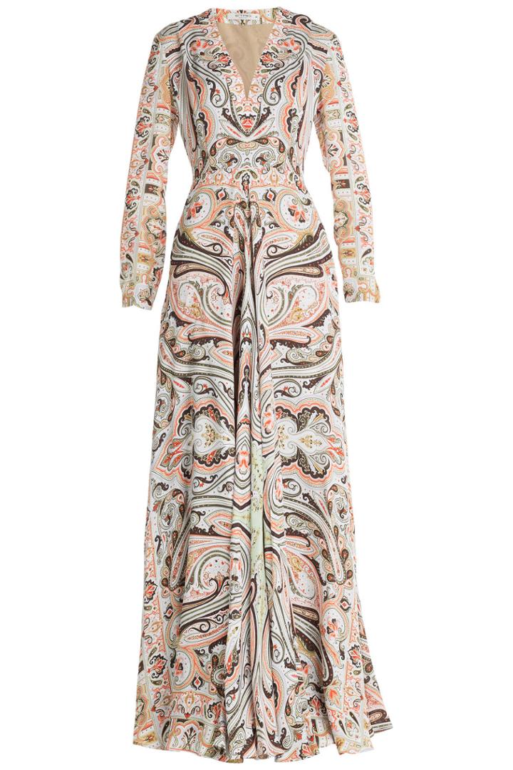 Etro Etro Printed Silk Jersey Maxi Dress - Green