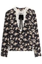 The Kooples The Kooples Printed Silk Blouse With Lace - Florals