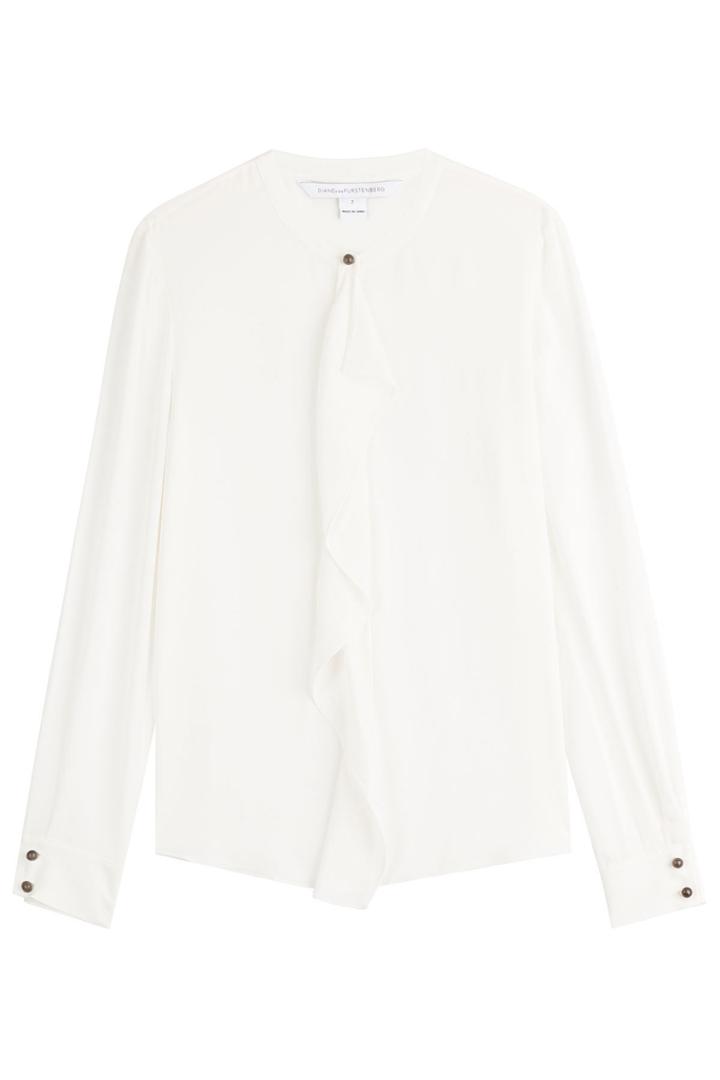 Diane Von Furstenberg Diane Von Furstenberg Silk Ruffle Front Shirt