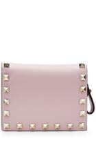 Valentino Valentino Rockstud Leather Flap French Wallet - Rose