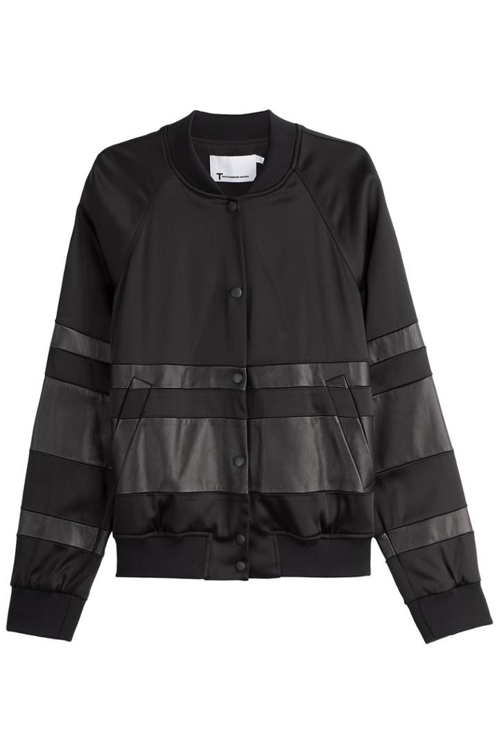 T By Alexander Wang T By Alexander Wang Leather Detailed Baseball Jacket