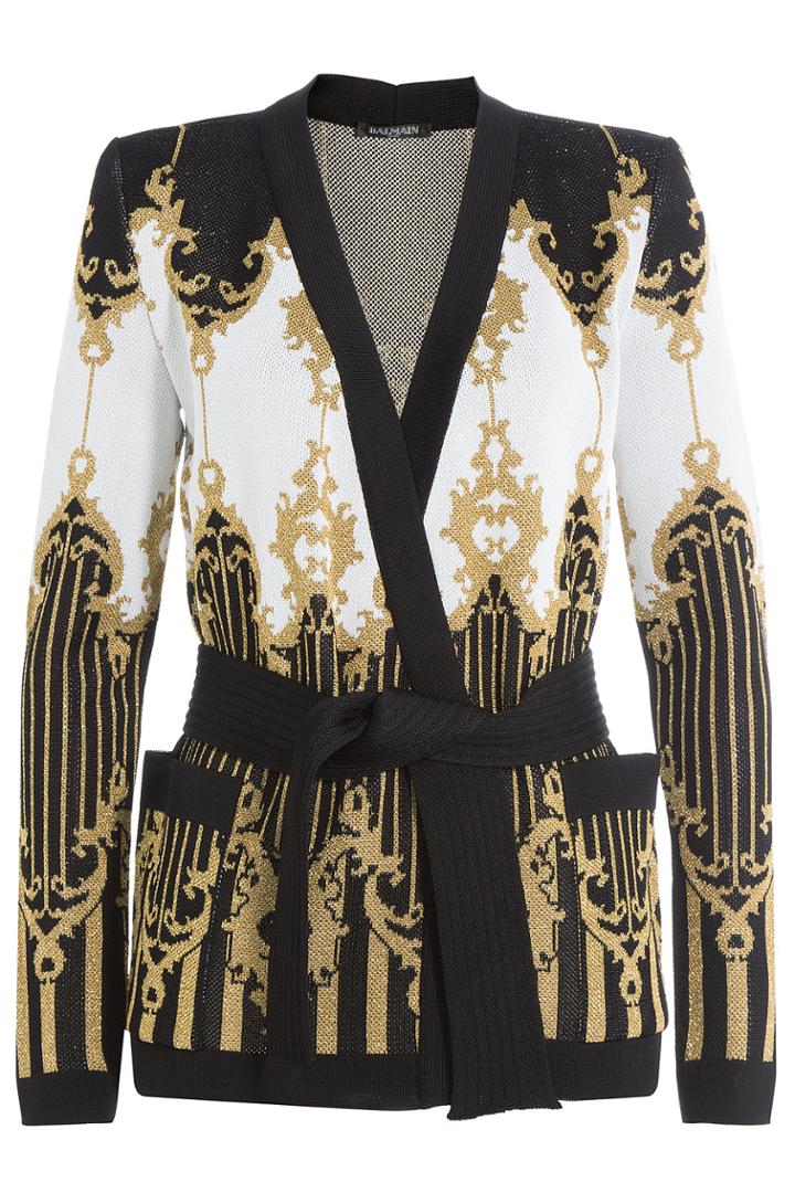 Balmain Balmain Belted Cardigan With Metallic Thread - Black