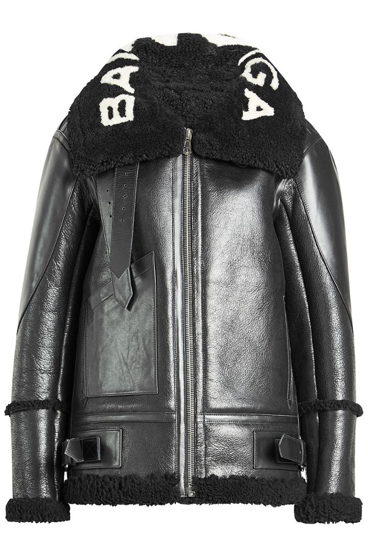 Balenciaga Balenciaga Le Bombardier Leather Jacket With Shearling